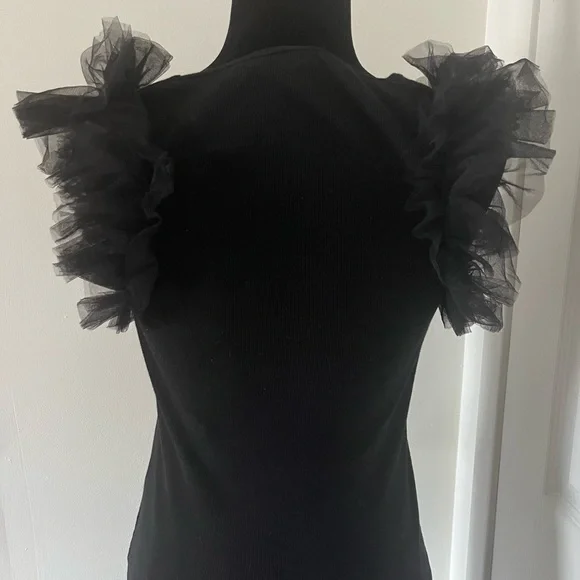 Black Knit Ruffle Tank - Picture 3 of 4